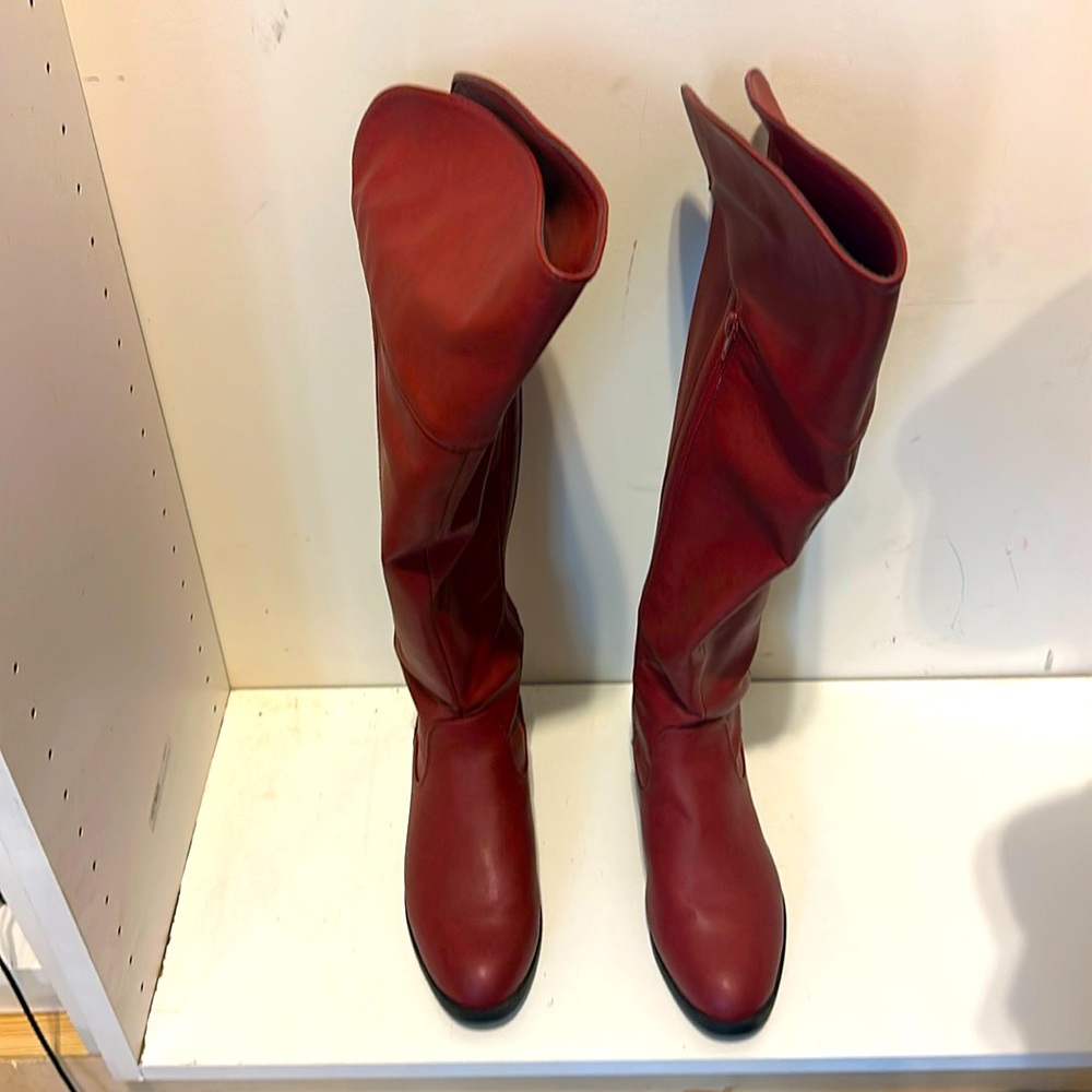 Burgundy knee-high boot